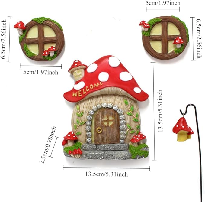 Garden Fairy Decor for Outside Wall Tree Decoration Fairy Door and Window Accessories, Butterfly Mushroom Leaves Fairy House Kit, Fairy Garden Decor, Fairy Garden Decor, Fairy Garden Decorations-HomvellaHome