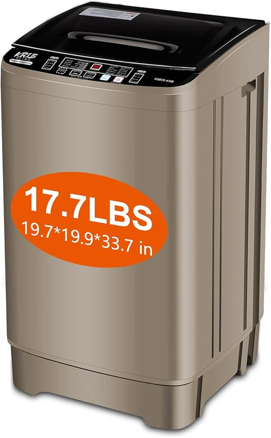 17.7 lbs Portable Washer Drain Pump, Full Automatic Washing Machine with LED Display, 10 Programs & 8 Water Levels Selections, Ideal for Camping, Apartment, Dorm, Glod-HomvellaHome
