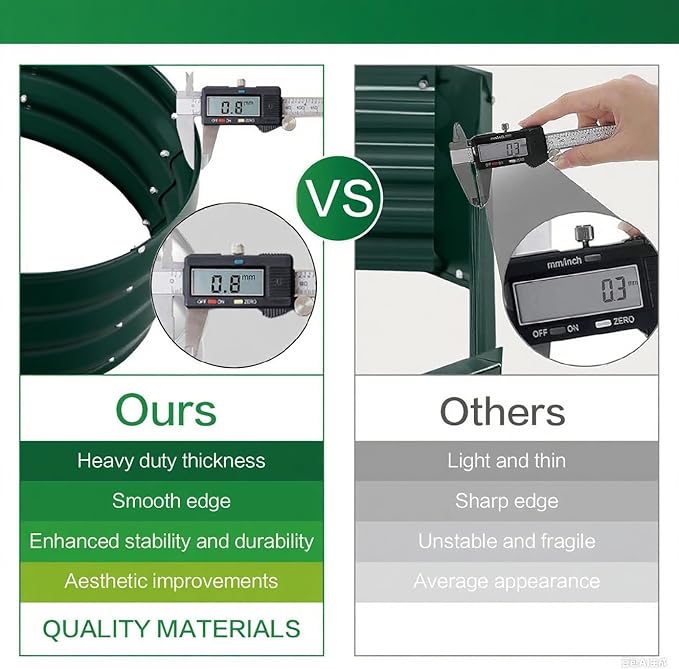 Gardmax Galvanized Raised Garden Bed, Lightweight Planter Boxes Outdoor with Easy Assembly, Large Garden Bed for Vegetables, Fruits, Flower Dark Green 8FT-HomvellaHome