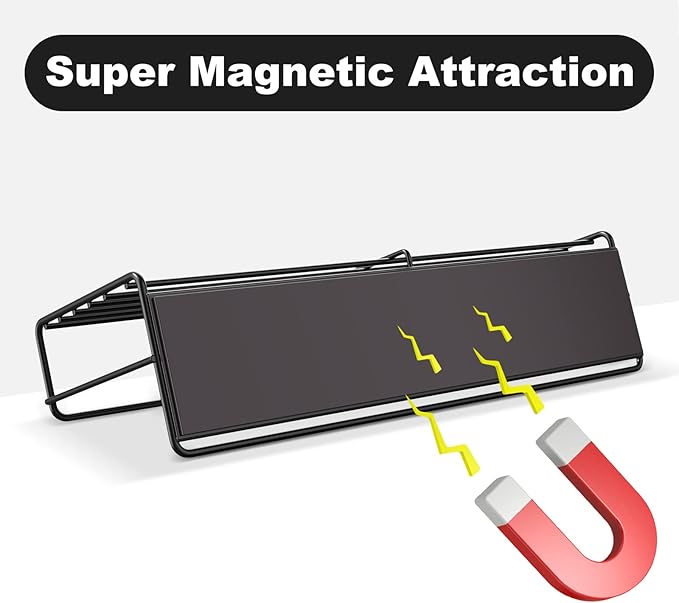 2 Pack Magnetic Spice Rack Organizer, Space Saver for Refrigerator and Microwave Oven, Magnetical Fridge Shelf for Jars, Seaoning, tins and Utensils Black-HomvellaHome