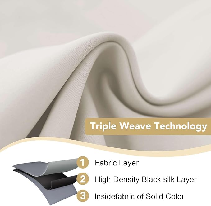 H.VERSAILTEX Ivory Curtains for Bedroom Window Treatment Blackout Thermal Insulated Room Darkening Solid Grommet Curtains/Drapes for Living Room (Set of 2 Panels, 52 by 84 Inch Long, Ivory/Cream)-HomvellaHome