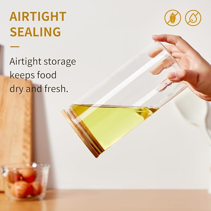 Glass Food Storage Jars with Lids[Set of 5], Perfect for Pasta, Cookies, Nuts, Coffee, Cereal, Flour, and More, Organize Your Kitchen and Pantry with these BPA-Free Glass Canisters-HomvellaHome