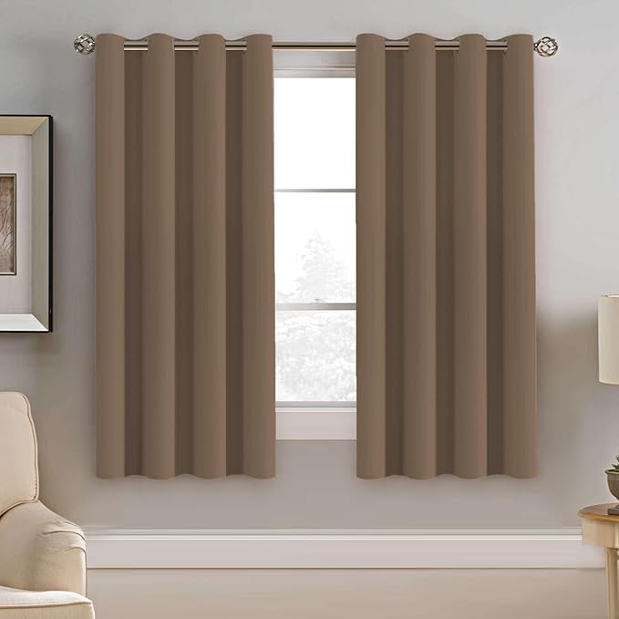 H.VERSAILTEX Blackout Window Curtain Panels Thermal Insulated Room Darkening Solid Grommet Curtains/Drapes for Bedroom Privacy Protection (Set of 2 Panels,52 by 63 Inch Long, Macchiato)-HomvellaHome
