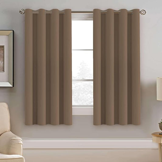 H.VERSAILTEX Blackout Window Curtain Panels Thermal Insulated Room Darkening Solid Grommet Curtains/Drapes for Bedroom Privacy Protection (Set of 2 Panels,52 by 63 Inch Long, Macchiato)-HomvellaHome