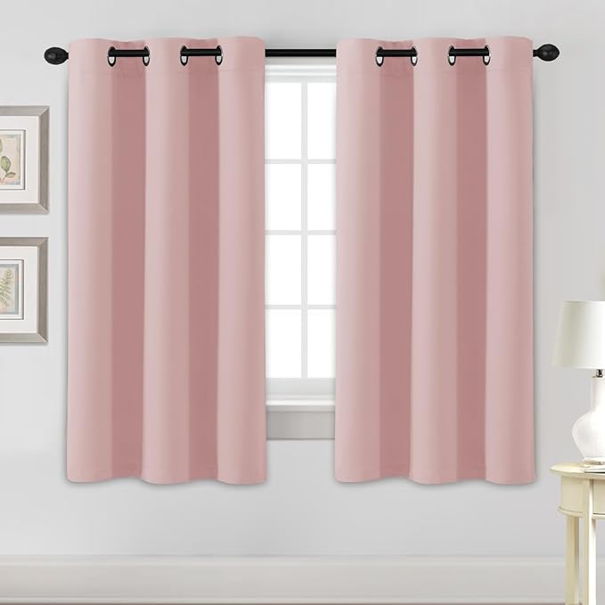 H.VERSAILTEX Blackout Curtains for Bedroom Thermal Insulated Room Darkening Living Room Curtains 63 Inch Long Grommet Privacy Protection Window Curtain Panels/Drapes for Nursery, 2 Panels, Baby Pink-HomvellaHome
