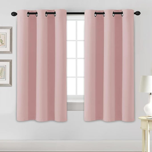 H.VERSAILTEX Blackout Curtains for Bedroom Thermal Insulated Room Darkening Living Room Curtains 63 Inch Long Grommet Privacy Protection Window Curtain Panels/Drapes for Nursery, 2 Panels, Baby Pink-HomvellaHome