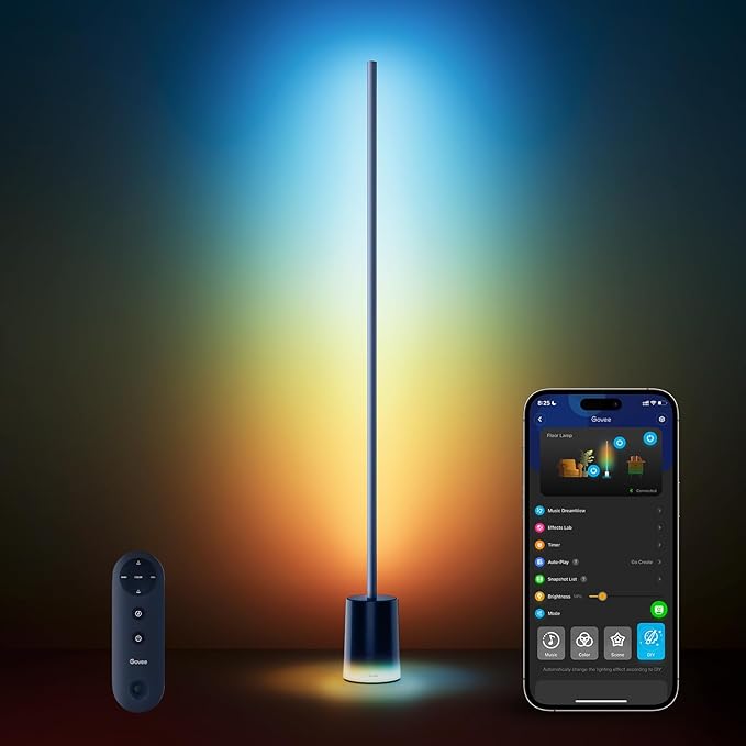 Govee Floor Lamp 2 with Matter, RGBIC, Warm Cool White LED, Alexa Compatible, 1725lm, Music Sync, Scene Modes, Smart Floor Lamp for Living Room, Bedroom, Blue(1 Pack)-HomvellaHome