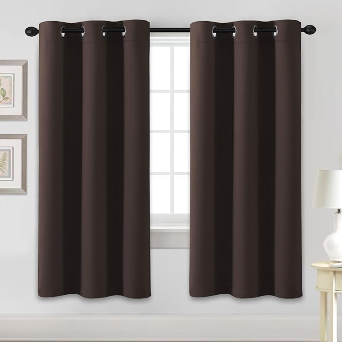 H.VERSAILTEX Blackout Curtains for Bedroom Thermal Insulated Room Darkening Living Room Curtains 72 Inch Long Grommet Privacy Protection Window Curtain Panels/Drapes, 2 Panels, Chocolate Brown-HomvellaHome
