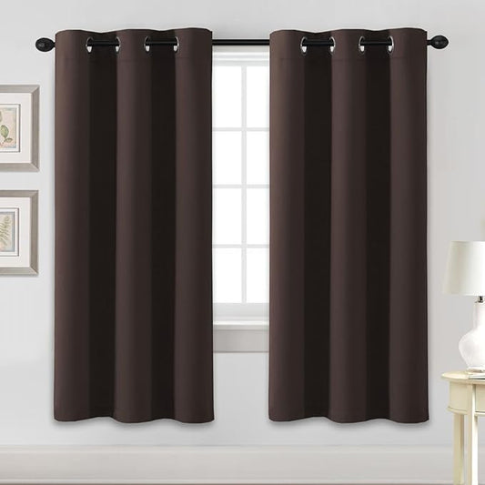 H.VERSAILTEX Blackout Curtains for Bedroom Thermal Insulated Room Darkening Living Room Curtains 72 Inch Long Grommet Privacy Protection Window Curtain Panels/Drapes, 2 Panels, Chocolate Brown-HomvellaHome