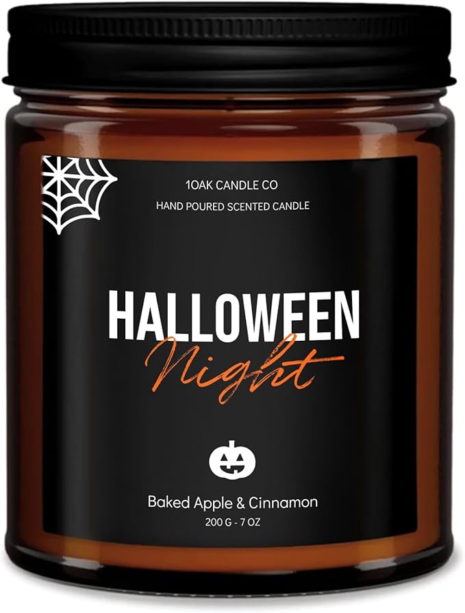 1OAK Halloween Candles Scented - 7oz, Baked Apple Cinnamon - Spooky Candles - Gothic Décor Decorations - Halloween Gifts for Women, Men - Horror Candle-HomvellaHome