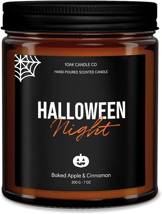 1OAK Halloween Candles Scented - 7oz, Baked Apple Cinnamon - Spooky Candles - Gothic Décor Decorations - Halloween Gifts for Women, Men - Horror Candle-HomvellaHome