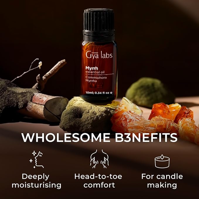 Gya Labs Myrrh Essential Oil for Skin - 0.34 Fl Oz - 100% Pure Natural Myrrh Oil for Diffuser, Face, Hair, Massages & Candle Making Scent-HomvellaHome