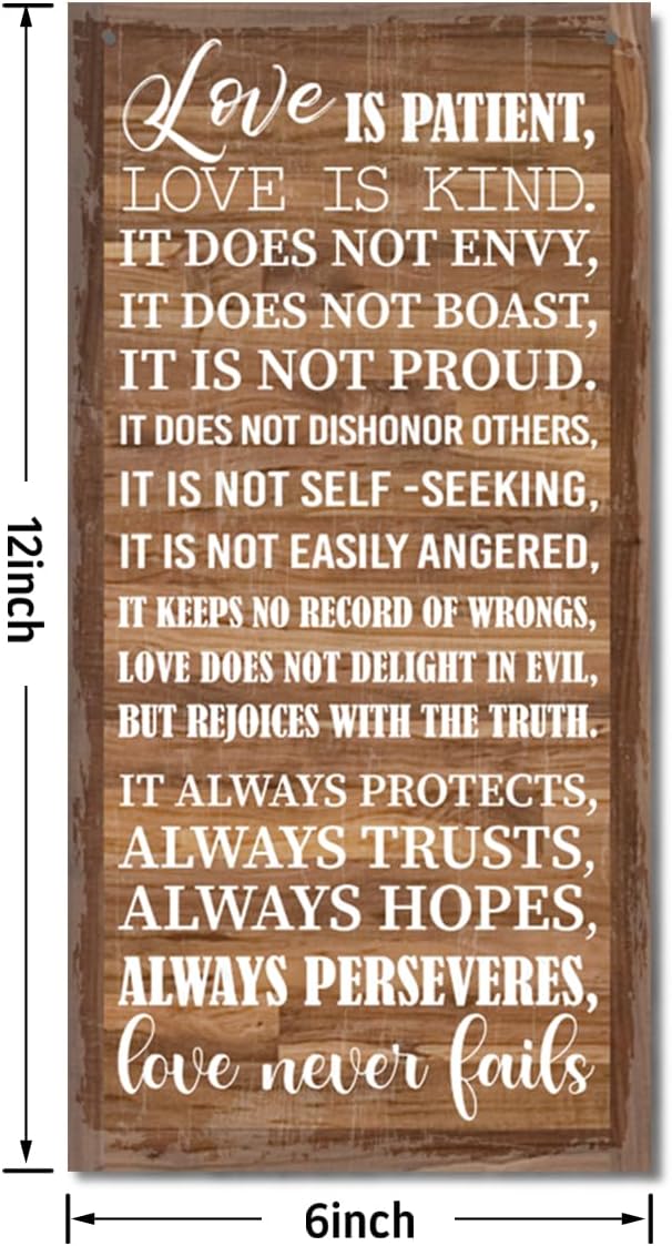1 Corinthians 13:4-8 Inspirational Hanging Wood Decor Sign, Printed Wood Sign, Love is Patient, Love is Kind Quote, Hanging Bible Verses Woods Wall Signs, Rustic Home Decor Signs, Christian Gift I1-HomvellaHome