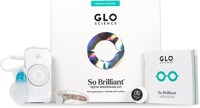 GLO Science So Brilliant Teeth Whitening Kit – Patented Warming Mouthpiece with LED Light Technology, Whitening Gel w/ 6% Hydrogen Peroxide, Lip Balm – Fastest Way to Whiter Teeth, Sensitivity Free-HomvellaHome