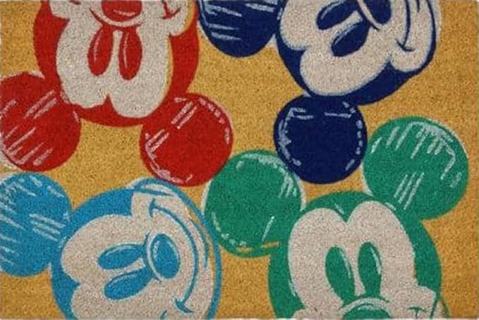 Gertmenian Disney Mouse Doormat Rug Front Door Coir Mat Welcome Home Indoor Outdoor Entryway Carpet, 2-Pack 20x34, Retro Mickey Faces/Hi There-HomvellaHome