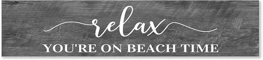 Generic Funny Wood Sign Relax You're On Beach Time Rustic Wooden Hanging Sign Home Farmhouse Kitchen Wall Decoration 16 x 4 Inch-HomvellaHome
