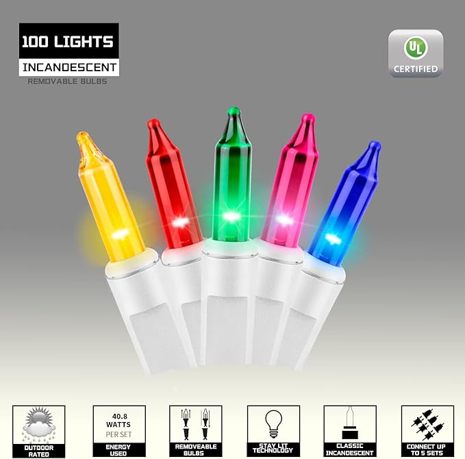 100LIGHTS Multi Easter Mini String Lights，Connectors Christmas Decorative Lights 19.6 UL Certified Waterproof for Easter Home Garden Holiday Christmas Tree Party Patio Wedding-HomvellaHome