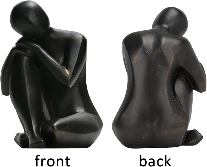 Guichifun Thinker Statue Resin Abstract Sculpture - Collectible Woman Figurine Art Home Office Bookshelf Decorative Objects Desktop Black Decor for Men&Women 5.25 X 6.25 X 8.5 Inch-HomvellaHome