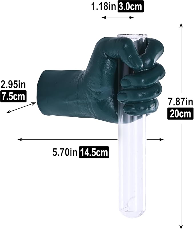 Green Wall Sculptures, Hand Vases Home Decor, Wall Mount Art Sculpture, Unique Wall Art Statue, Funky Flower Vase Decorations, Modern Eclectic Hanging Decor,Glass Test Tube Vase-HomvellaHome