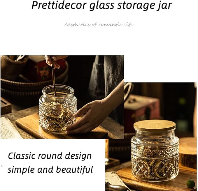 Glass Storage Jar, 38 FL OZ, Food Canisters with Bamboo Lid, Kitchen Containers Decorative Airtight Glass Jars For Cereal Nuts Snack Candy Cookies Coffee Tea-HomvellaHome