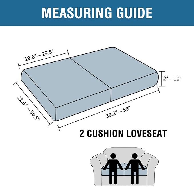 H.VERSAILTEX Super Stretch Individual Seat Cushion Covers Sofa Covers Couch Cushion Covers Slipcover Sets Thick Jacquard Textured Twill Fabric (2 Piece Medium Sofa Cushion Covers, Rust)-HomvellaHome