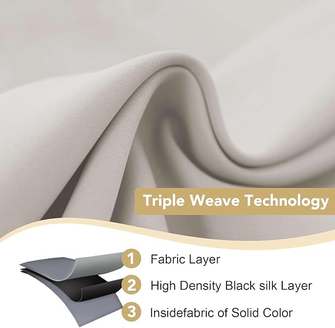 H.VERSAILTEX Premium Blackout Thermal Insulated Room Darkening Curtains for Bedroom/Living Room - Classic Grommet Top (2 Panels, Stone, 52 Inch by 63 Inch)-HomvellaHome