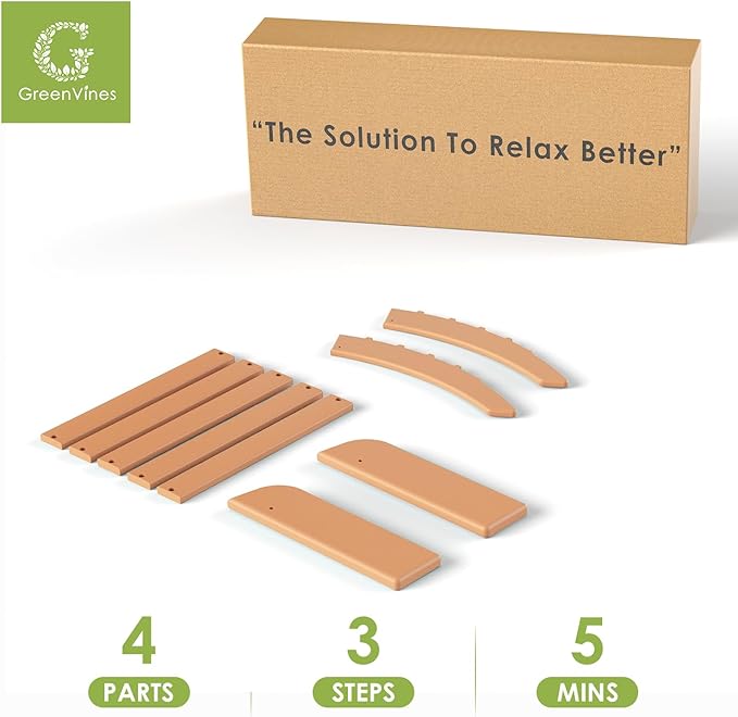 GREENVINES Adirondack-Ottoman | HDPE Plastic | Outdoor Footrest | All Weather | Foot Rest | Foot Stool | Teak | for Adirondack Chair | for Patio Backyard Pool-HomvellaHome