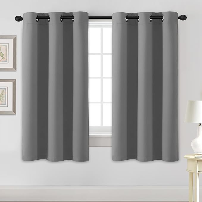 H.VERSAILTEX Blackout Curtains for Bedroom Thermal Insulated Room Darkening Living Room Curtains 63 Inch Long Grommet Privacy Protection Window Curtain Panels/Drapes for Nursery,2 Panels,Grey-HomvellaHome