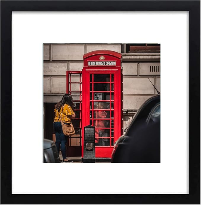 12x12 Picture Frame Set of 6, Display Pictures 8x8 with Mat or 12x12 Without Mat for Wall Mounting,Black-HomvellaHome