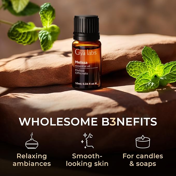 Gya Labs Melissa Essential Oil - 0.34 Fl Oz - 100% Pure Natural Melissa Oil for Candle Making Scent-HomvellaHome