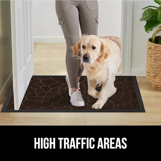 GORILLA GRIP 100% Waterproof All-Season WeatherMax Doormat, 47x35, US Designed Natural Rubber, Stain and Fade Resistant, Low Profile Indoor Outdoor Door Mats, Easy Clean Patio Mat, Dark Brown Pebble-HomvellaHome