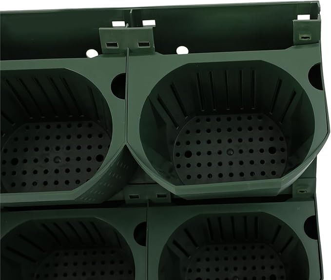 12Pieces 3-Pot Wall Planter Vertical Garden Plant Walls Wall Mounted Vertical Planter with Water-Storage Layer Stackable Wall-Mounted Flower Pot for Gardens, Balconies 180.78lbs Total Capacity (Green)-HomvellaHome