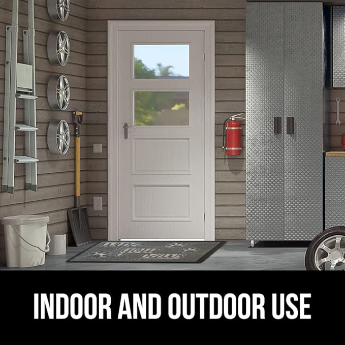 GORILLA GRIP 100% Waterproof All-Season WeatherMax Doormat 35x23, US Designed Natural Rubber, Stain and Fade Resistant, Low Profile Indoor Outdoor Door Mats, Easy Clean Patio Mat, Stone Paws-HomvellaHome
