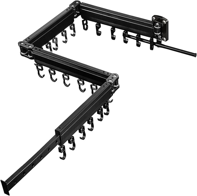 Gezen Clothes Drying Rack, Wall Mounted Drying Rack Clothing Retractable, Foldable Clothes Hanger Rack with 24 Hooks for Laundry Room Organization and Storage, Space Saving, Collapsible, Quad-Fold-HomvellaHome