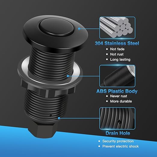 Garbage Disposal Air Switch Kit, UL Certified Professional Garbage Disposal Switch Button Power Module, Sink Top Waste Disposer On/Off Switch-HomvellaHome