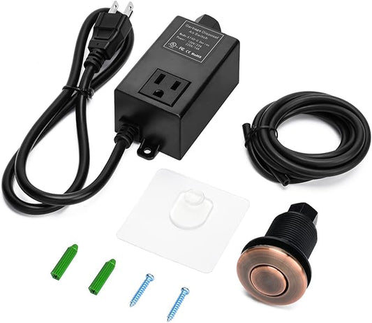 Garbage Disposal Air Switch Kit for SinkTop Waste Disposal with Stainless Steel Oil Rubbed Bronze(ORB) Short Air Button by briidea-HomvellaHome