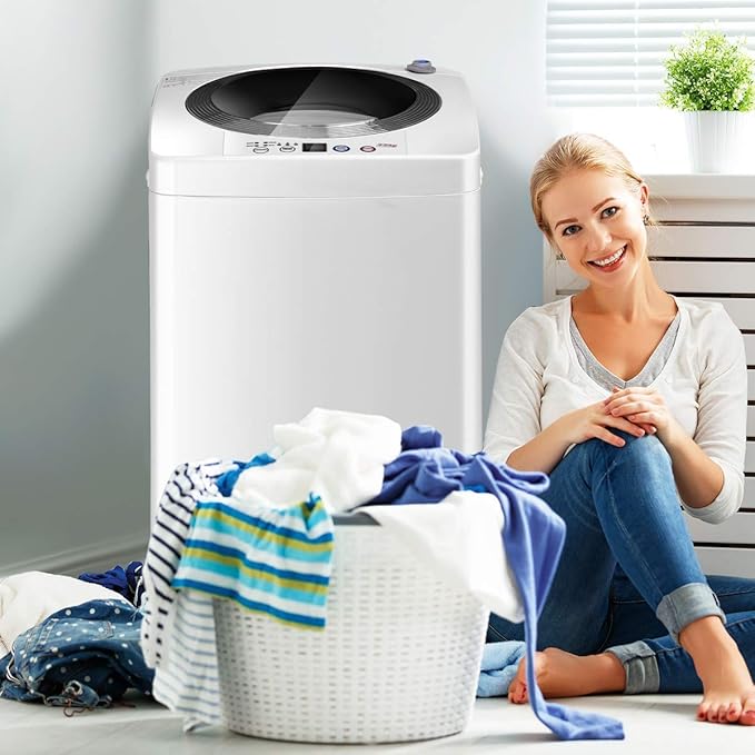 Giantex Portable Washing Machine, Full Automatic Washer and Dryer Combo, with Built-in Pump Drain 8 LBS Capacity Compact Laundry Washer Spin Dryer for Apartment RV Dorm-HomvellaHome