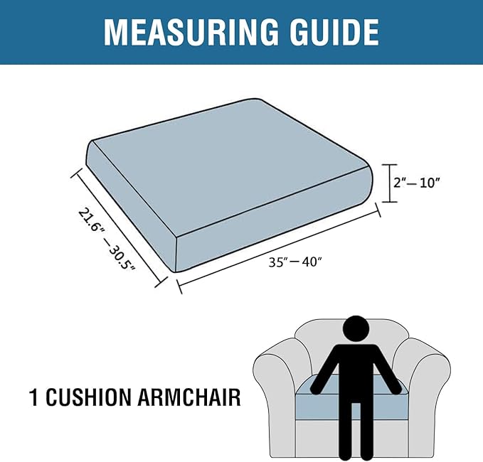 H.VERSAILTEX Super Stretch Individual Seat Cushion Covers Sofa Covers Couch Cushion Covers Slipcover Sets Thick Jacquard Textured Twill Fabric (1 Piece Chair Cushion Cover, Dove)-HomvellaHome