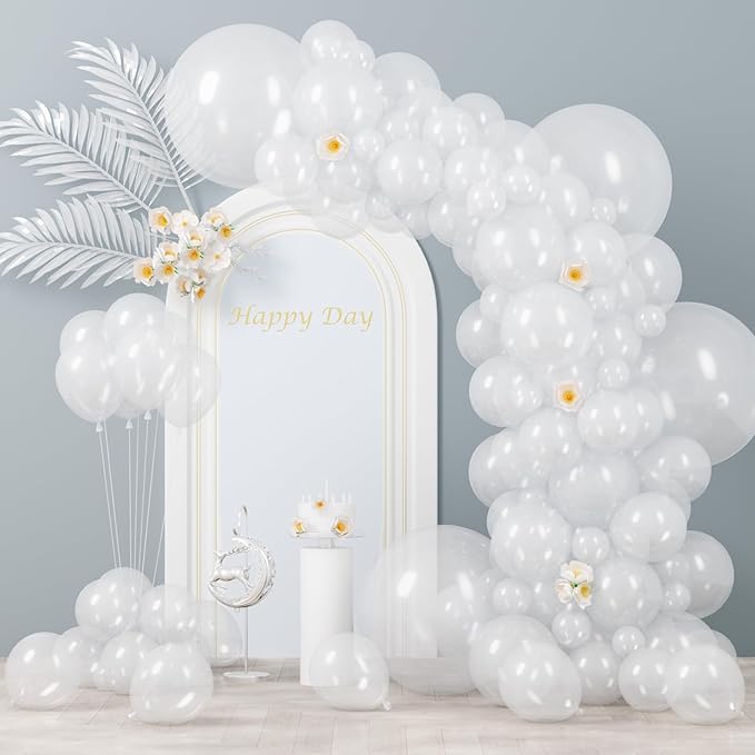 130pcs Clear Balloons Different Sizes 18" 12" 10" 5" Transparent Latex Balloon Garland Arch Kit for Birthday Baby Shower Graduation Wedding Gender Reveal Anniversary Party Decorations-HomvellaHome