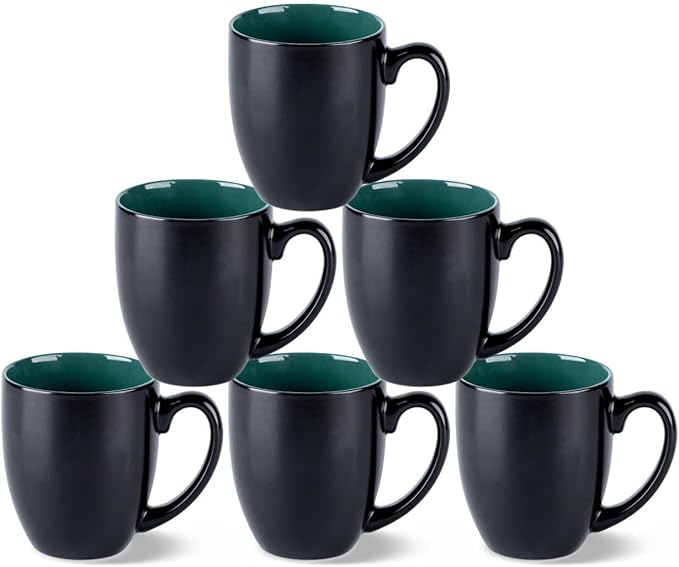 GBHOME 16oz Coffee Mugs Set of 6, Large Ceramic Coffee Mugs for Man, Woman, Dad, Mom, Modern Coffee Mugs Set with handle for Tea/Latte/Cappuccino/Milk/Cocoa. Dishwasher&Microwave Safe,Green-HomvellaHome