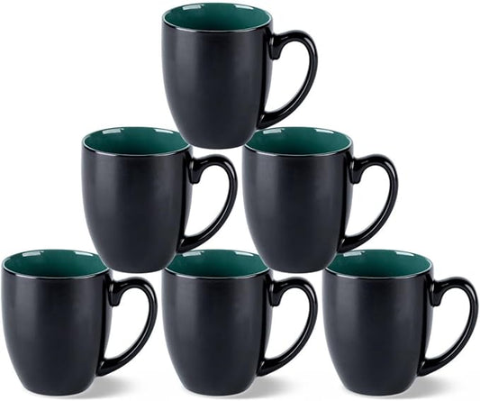 GBHOME 16oz Coffee Mugs Set of 6, Large Ceramic Coffee Mugs for Man, Woman, Dad, Mom, Modern Coffee Mugs Set with handle for Tea/Latte/Cappuccino/Milk/Cocoa. Dishwasher&Microwave Safe,Green-HomvellaHome
