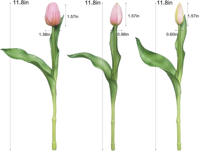 15pcs Artificial Tulips Flowers, Fake Tulips Real Touch, Faux Latex Bouquets, for Party Wedding Home Room Decoration (Pink)-HomvellaHome