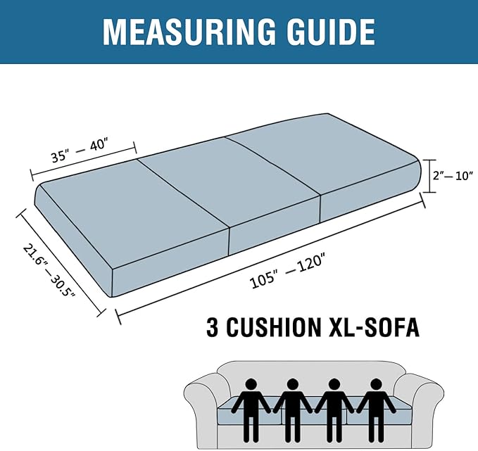 H.VERSAILTEX Super Stretch Individual Seat Cushion Covers - Sofa & Couch Cushion Slipcover Sets - Thick Jacquard Textured Twill Fabric (3 Piece XL Sofa Cushion Covers, Burgundy Red)-HomvellaHome