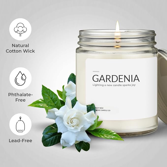 1OAK Soy Wax Scented Candles (Gardenia) - Long Burning Premium Hand-Poured (7oz.)-HomvellaHome