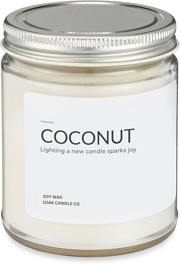 1OAK Soy Wax Scented Candle (Coconut) - Long Burning Premium Hand-Poured (7oz.)-HomvellaHome