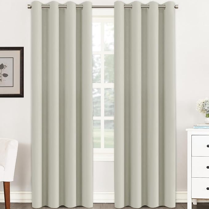 H.VERSAILTEX Room Darkening Curtains for Living Room Light Reducing Thermal Insulated Window Treatment Panels/Drapes Grommet Top 2 Panels (Pale Oak - 52 x 84 Inches)-HomvellaHome