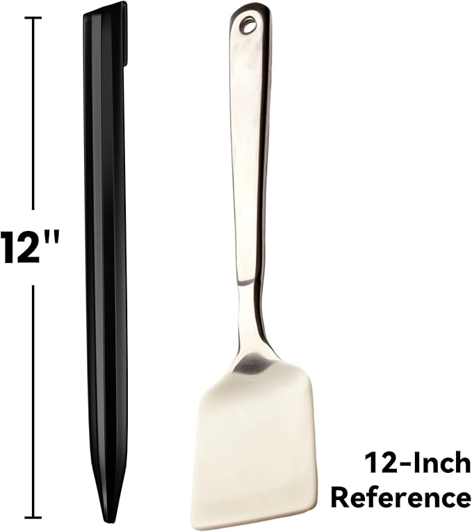 12Inch Metal Landscape Edging Stakes, 13Pcs Galvanized Steel Garden Stakes Top Curved Corrugated Landscaping Anchoring Spikes for Yard, Black-HomvellaHome