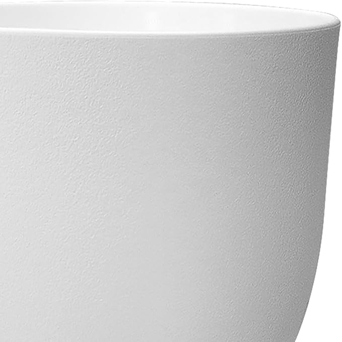 12/10/9 inch Large Plant Pots, 3 Pack Modern Decorative Plastic Planters with Drainage Holes and Saucers, Flower Pots for Indoor Outdoor Plants, White-HomvellaHome