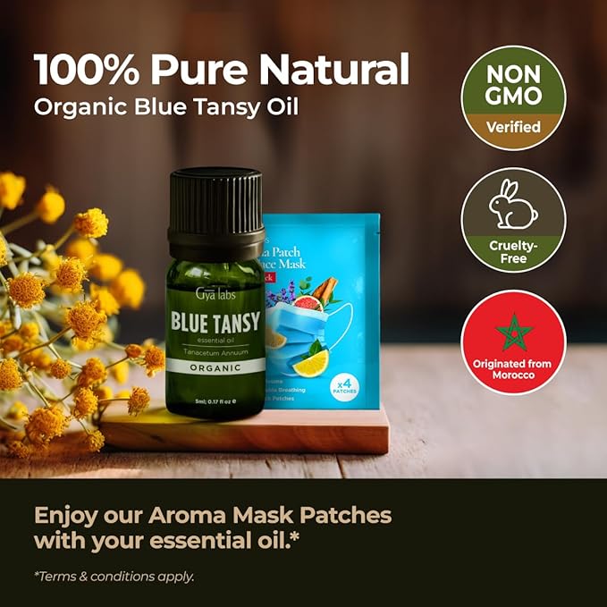Gya Labs Blue Tansy Essential Oils for Skin - 0.17 Fl Oz - 100% Pure Natural Organic Blue Tansy Oil for Face, Diffuser, Candle Making Scent-HomvellaHome