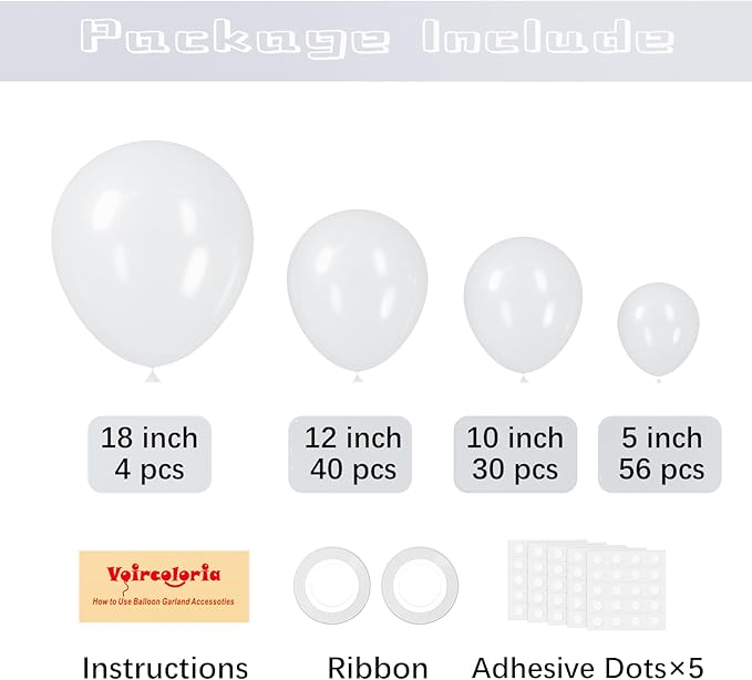 130pcs Clear Balloons Different Sizes 18" 12" 10" 5" Transparent Latex Balloon Garland Arch Kit for Birthday Baby Shower Graduation Wedding Gender Reveal Anniversary Party Decorations-HomvellaHome